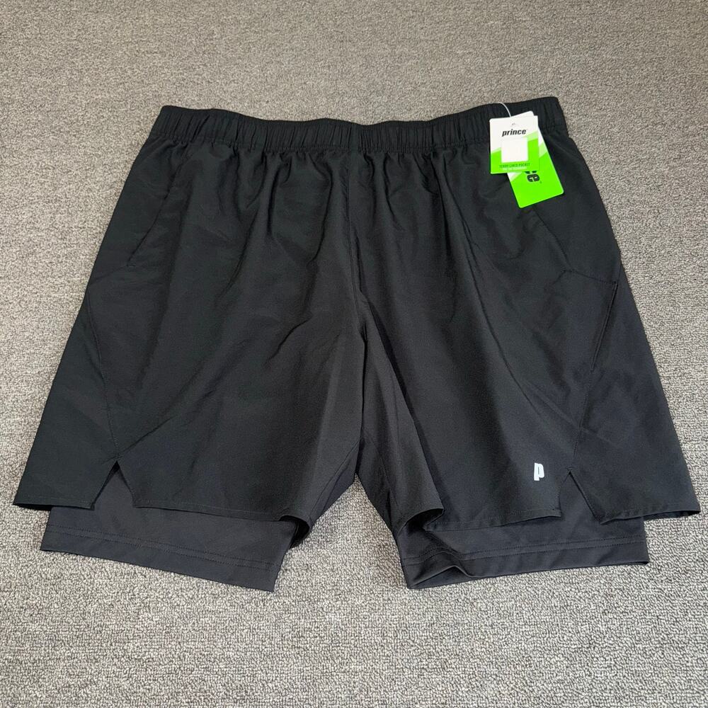 NWT Prince 2 in 1 9" Short Black Tennis Pickleball Men's Size XXL NEW Activewear